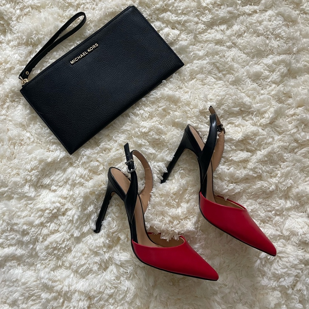 Strap on red and black Express Heels